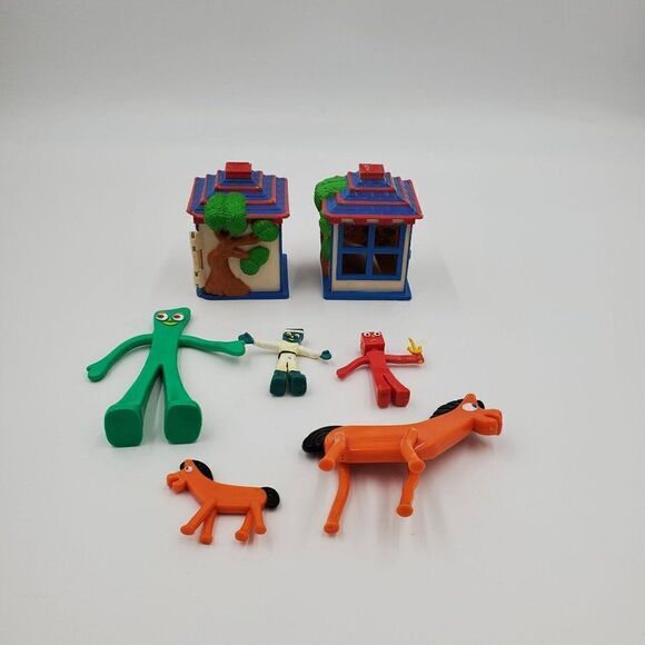 Vintage Gumby & Pokey Figure Ninja Blockhead Lot Perma Toy Trendmasters - Picture 1 of 13